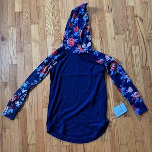 LuLaRoe Navy Floral Sleeve Amber Hoodie